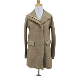 J Crew Coat Women 00 Stone Wool Blend Stadium Cloth Nello Gori Hidden Zip Jacket